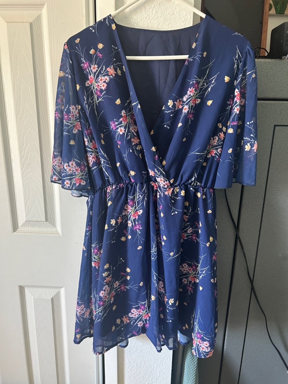 Women's Navy Floral Wrap Dress